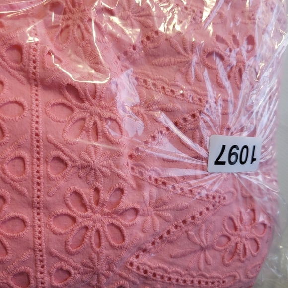 One Shoulder Eyelet Lace Dress Coral Color - Picture 7 of 7